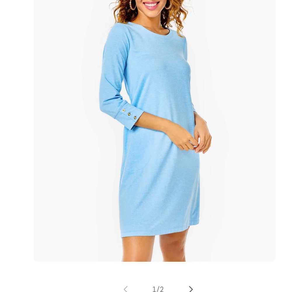 Lilly Pulitzer Solia Dress. UPF 50. In Frenchie Blue